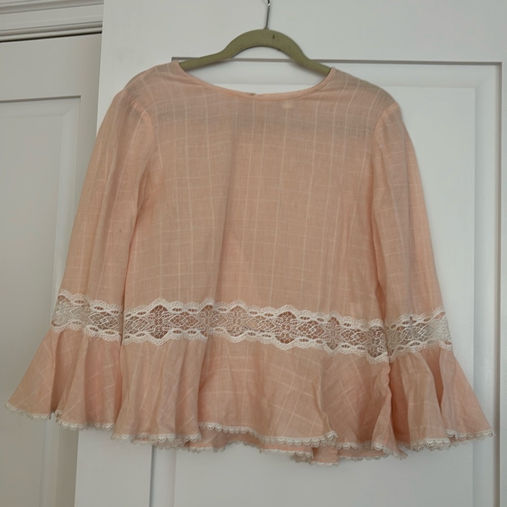 Jonathan Simkhai pink lace trimming top